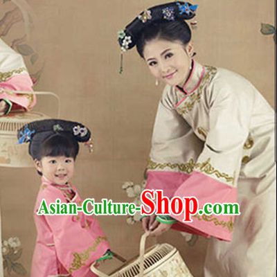 Tradiitonal Chinese Mother and Daughter Hanfu Costumes Complete Set