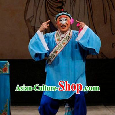 Chinese Beijing Opera Clown Costumes and Hat Complete Set for Men