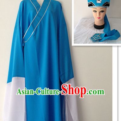 Long Sleeve Chinese Opera Young Men Classical Dance Costumes and Hat Complete Set