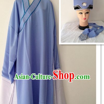 Long Sleeve Chinese Opera Poor Student Costume and Hat Complete Set