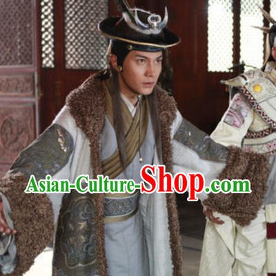 Chinese Ancient Ethnic Minority King Costumes and Headwear Complete Set for Men