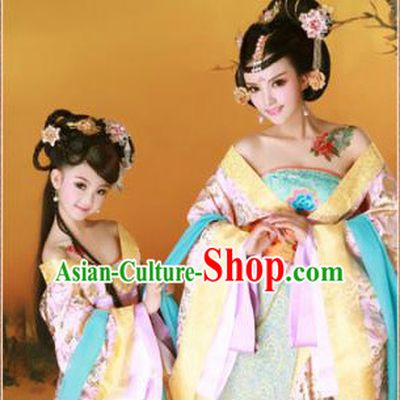 Chinese Ancient Mother and Daughter Hanfu Dresses 2 Sets