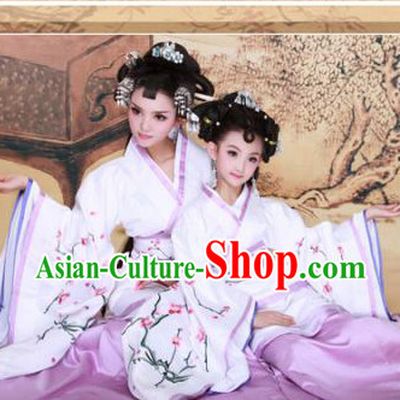 Chinese Ancient Mother and Daughter Hanfu Dresses 2 Sets