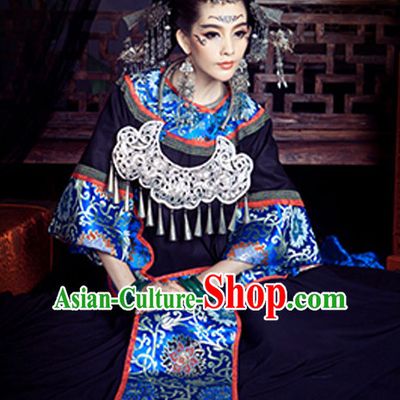 Chinese Ancient Miao Dress and Accessories Complete Set