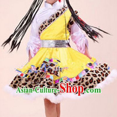 Chinese Tibetan Girl  Folk Dance Costumes Dancewear