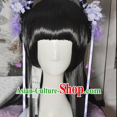 Chinese Style Female Long Wig and Flower Accessories