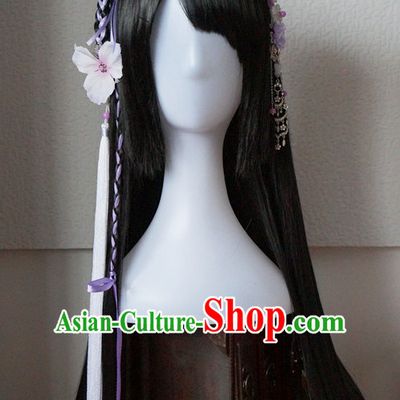 Traditional Chinese Costumes Black Wigs and Handmade Hair Accessories Hair Pins Hair Jewelry