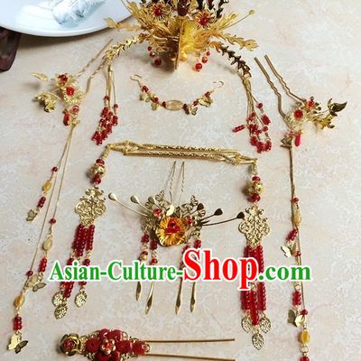 Traditional Chinese Handmade Bridal Hair Pieces Hair Accessories Hair Jewelry Set