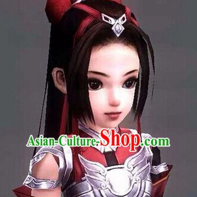 Chinese Ancient Style Long Black Wigs and Hair Accessories for Women
