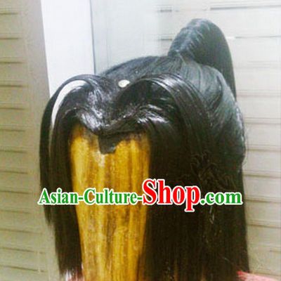 Chinese Ancient Style Swordsmen Long Black Wigs