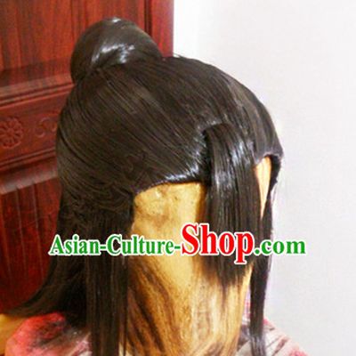 Chinese Ancient Style Girls Long Black Wigs and Hair Jewelry