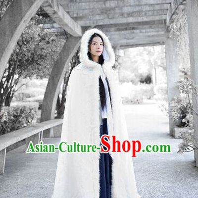 White Chinese Long Mantle Cape