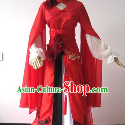 Traditional Chinese Red Bridal Wedding Costumes