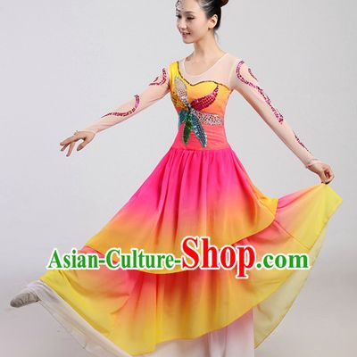 Chinese Folk Dancing Costume and Headwear Complete Set for Women