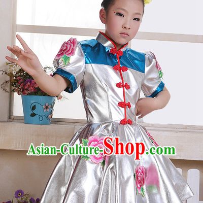 Chinese Flower Dance Costume and Headwear Complete Set for Kids