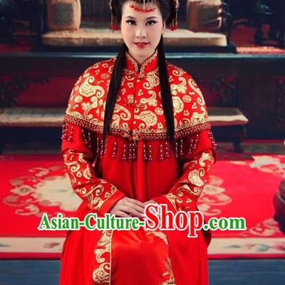 Chinese Traditional Wedding Ceremonial Dresses and Hair Accessories Complete Set for Women