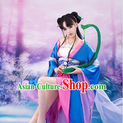 Chinese Traditional Fairy Halloween Costumes and Hair Accessories Complete Set for Women
