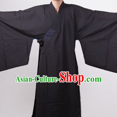 Chinese Black Taoist Long Robe for Men
