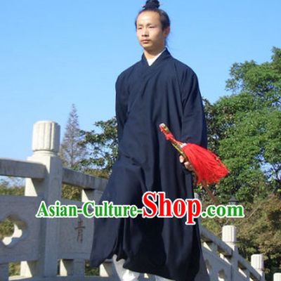 Chinese Dark Blue Taoist Clothing for Men