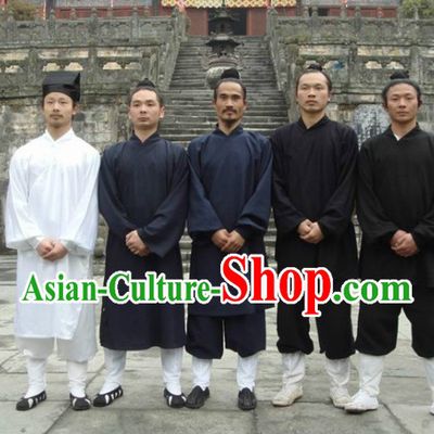 Chinese Dark Blue Taoist Clothing Complete Set for Men