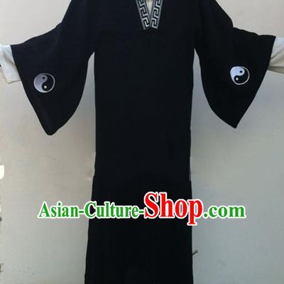 Chinese Deep Blue Yin Yang Wudang Mountain Taoist Clothes Complete Set for Men