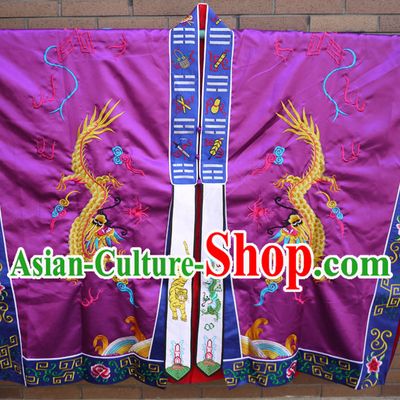 China Purple Wudang Mountain Taoist Long Robe Complete Set for Men