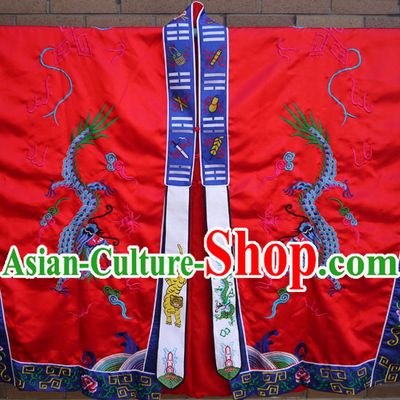 China Red Wudang Mountain Taoist Robe Complete Set for Men