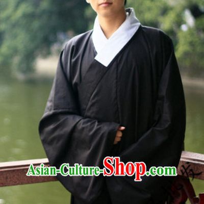 Black China Traditional Taoist Clothing Complete Set for Men