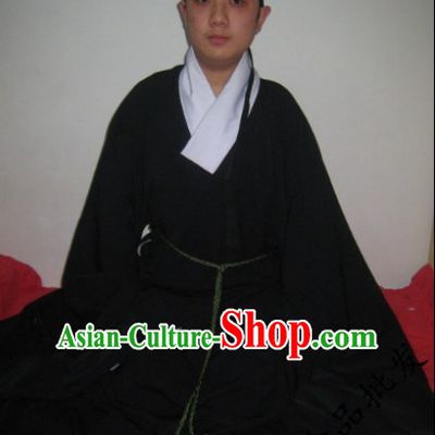 Black China Traditional Taoist Clothes Complete Set for Men