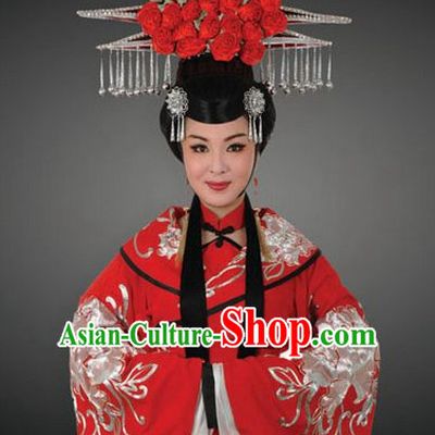 Asian Chinese Traditional Dress Theatrical Costumes Ancient Chinese Clothing Opera Empress Wedding Costumes and Hair Accessories