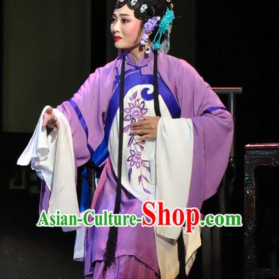Chinese Traditional Dresses Theatrical Costumes Ancient Chinese Clothing Hanfu Wide Sleeve Costumes and Hair Accessories