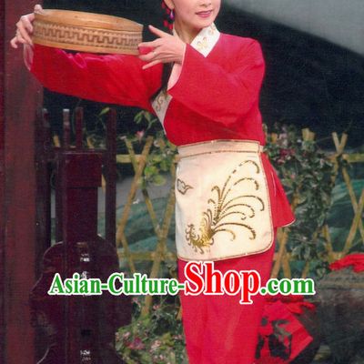 Chinese Traditional Dresses Theatrical Costumes Ancient Chinese Hanfu Lady Tea Plucking Costumes and Hair Accessories