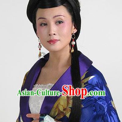 Traditional Chinese Theatrical Black Long Wigs