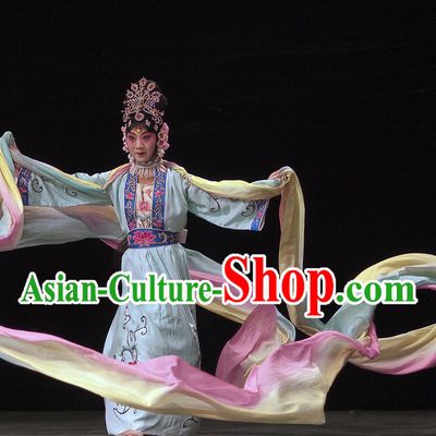 Chinese Traditional Dresses Theatrical Costumes Ancient Chinese Hanfu Ribbon Dancing Costumes and Hair Accessories