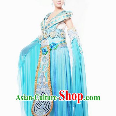 Chinese Traditional Dresses Theatrical Costumes Ancient Chinese Hanfu Empress Costumes and Hair Accessories Complete Set
