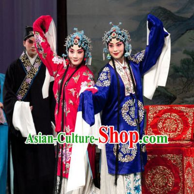 Blue Ancient Chinese Beijing Opera Hua Dan Hua Tan Long Water Sleeves Costumes for Women