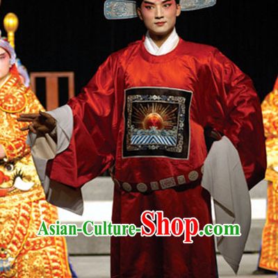 Ancient Chinese Beijing Opera Official Costumes and Hat Complete Set for Men