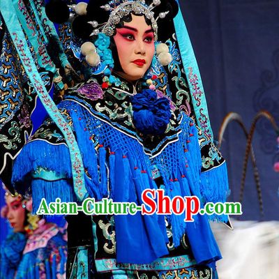 Ancient Chinese Beijing Opera Wu Dan Wu Tan Armor Costumes and Hair Accessories Complete Set for Women