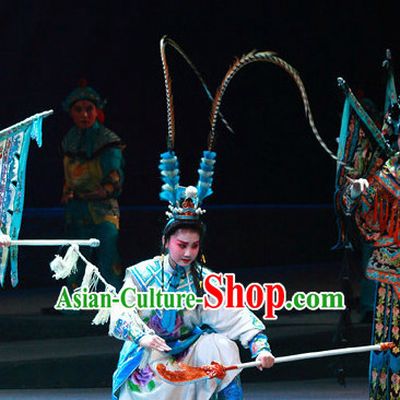 Ancient Chinese Beijing Opera Costumes and Hair Accessories Complete Set