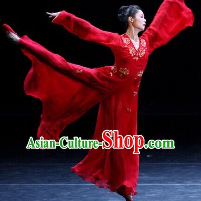 Red Chinese Classicial Dance Costumes Complete Set for Women