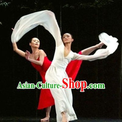 Pure White Chinese Long Sleeves Dancing Costumes for Women or Men
