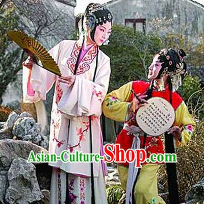 Chinese Opera Noblewoman and Her Servant Costumes and Hair Accessories 2 Complete Sets
