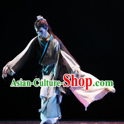 Beautiful Chinese Classical Dance Costumes and Headwear Complete Set for Men