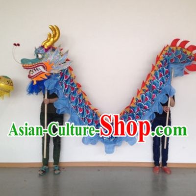 Blue Competition and Parade Dragon Dance Costumes Complete Set for Four People