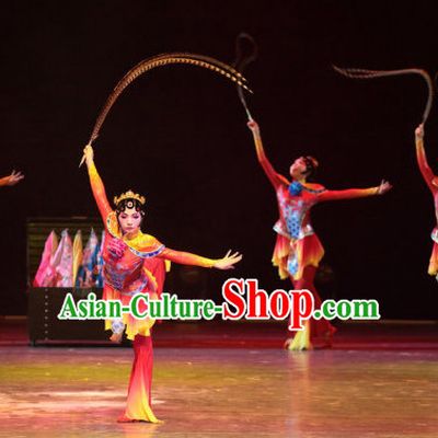Chinese Opera Stage Dancewear Costumes and Hair Accessories Complete Set for Women