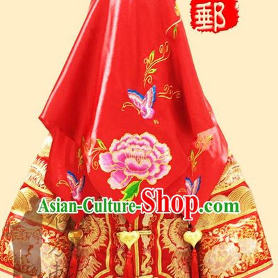 Traditional Chinese Red Wedding Cloth Hair Decorations