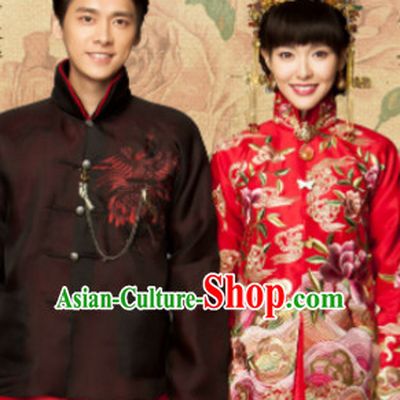 Chinese Ancient Wedding Ceremonial Bridal Clothes and Hair Accessories for Women