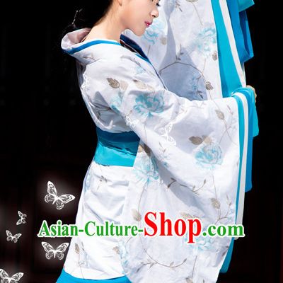 Chinese Traditional Han Fu Clothes and Hair Accessories Complete Set for Ladies