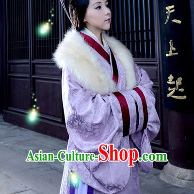 Chinese Traditional Queen Han Fu Clothes Oriental Costumes and Hair Accessories Complete Set for Ladies