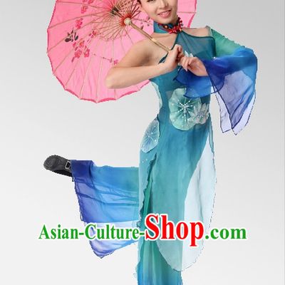 Asian Fashion Traditional Chinese Umbrella Dance Costumes and Hair Accessories for Girls